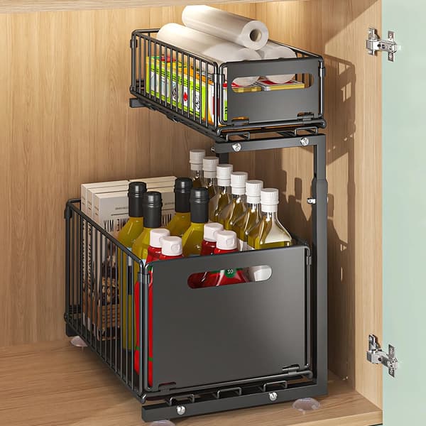 Under Disk Organisatör, Utdragbar Design, Höjdjusterbar,2 Tier-A