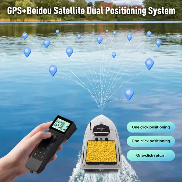 Bait Boat, Hög Kapacitet, Dubbel GPS Navigation,VIT