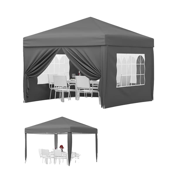 Pop Up Paviljong, Vattentät, UV-Skydd,Grå, 3x3m-a