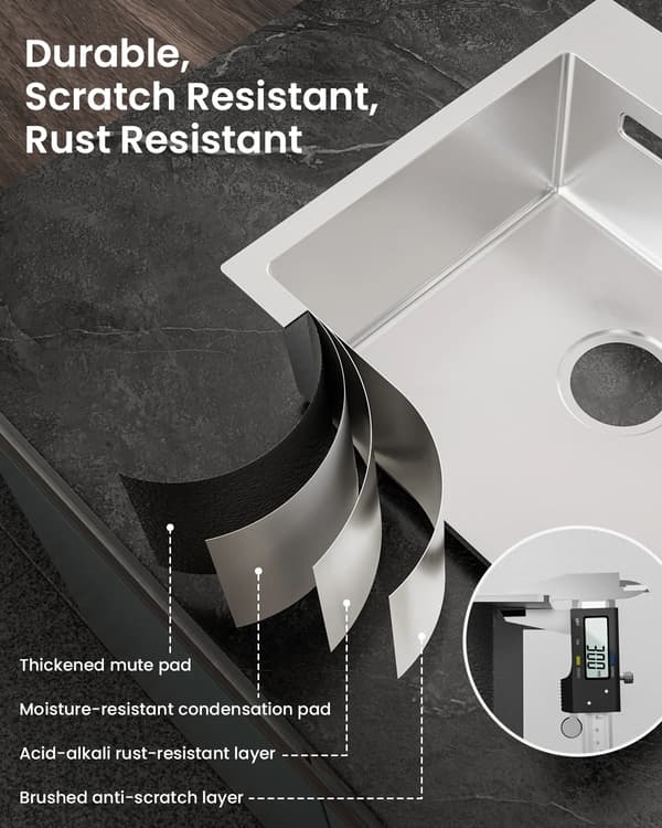 Køkkenvask, Rustfrit Stål, Enkelt Skål Design,Lys Sølv