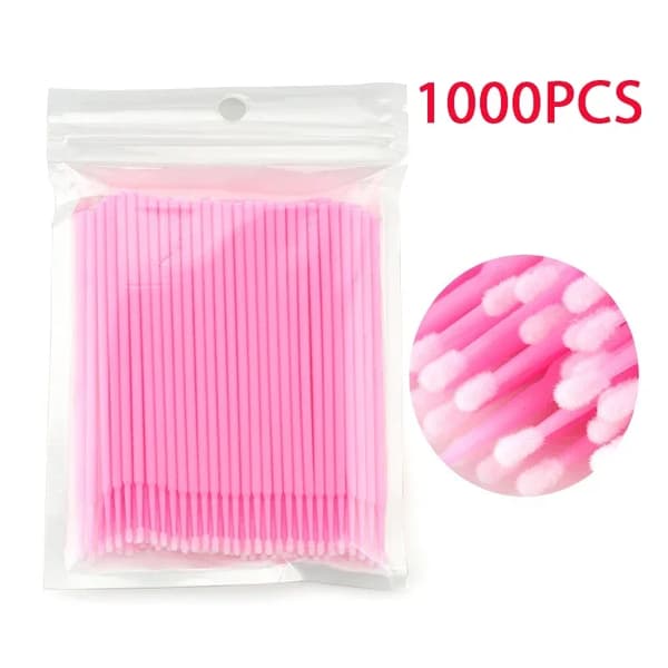 Øjenvippe Rensebørste, Blid Rensning, Præcisionsapplikation,Uldfiber-d, 1000PCS Pink
