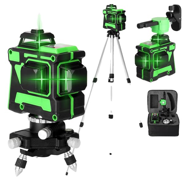3D Grön Laser Nivå, 12 Laserlinjer, Självnivellerande System,grön