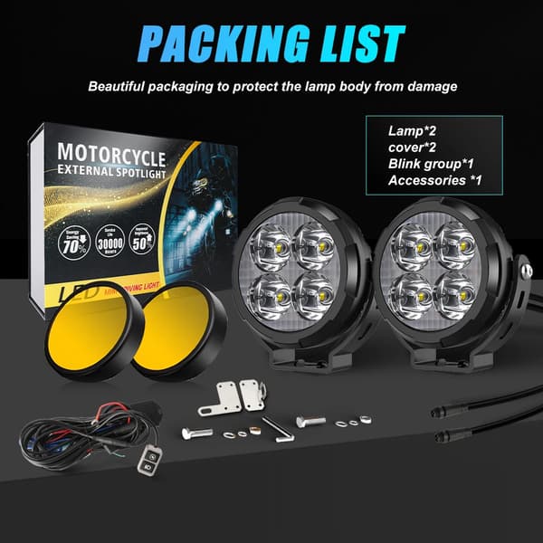 LED Spotlys, 30000 Lumen, Vandtæt Design,2stk Strobe Blinkende