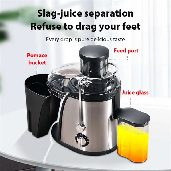 Juicemaskin, 2 hastigheter, 3-tums stor mun,Silver