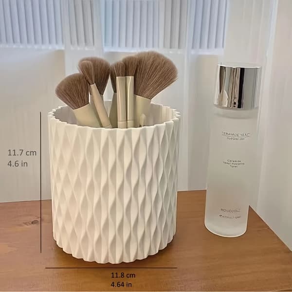 Makeupborstförvaringslåda, 360° roterbar, lättåtkomlig,5, VIT