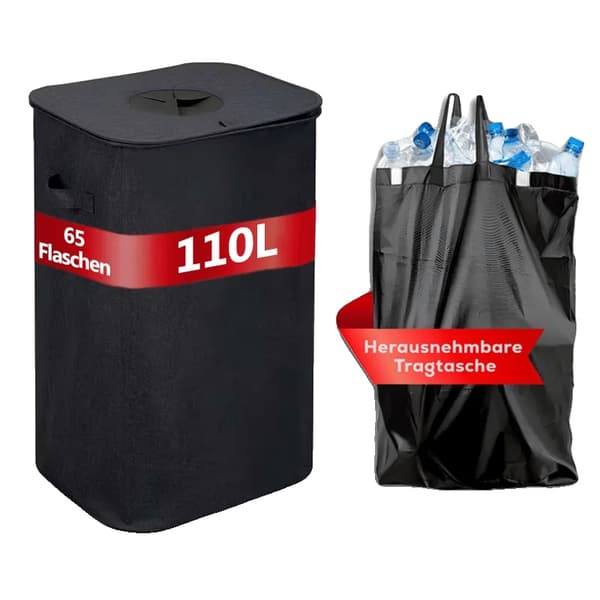 Sammanfallande Återvinningsbehållare, 100L Kapacitet, Hållbar Design,110L