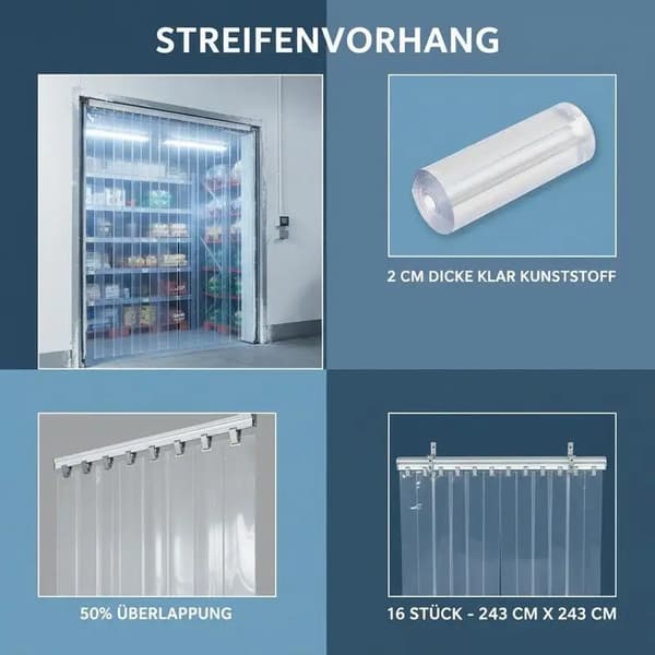 Slat Gardin, PVC Materiale, 50% Overlap,hær grøn