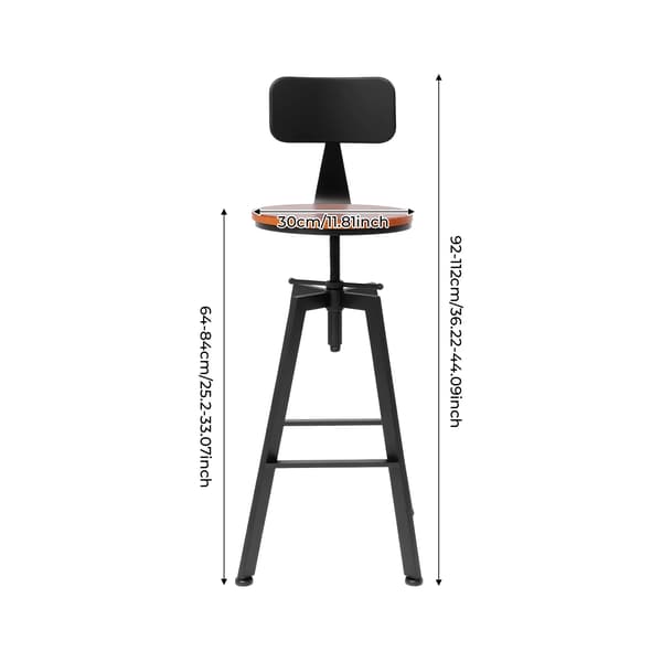 Barstole, Højdejusterbare, Industrielt Design,sort