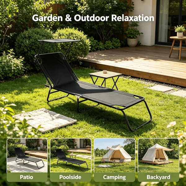 Sammenklappelig Camping Senge, Bærbar Design, Justerbar Rygstøtte,2