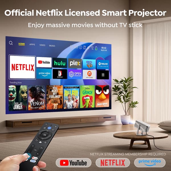 Projektor, Full HD, WiFi 6 og Bluetooth-forbindelse,Farve1, EU Stik