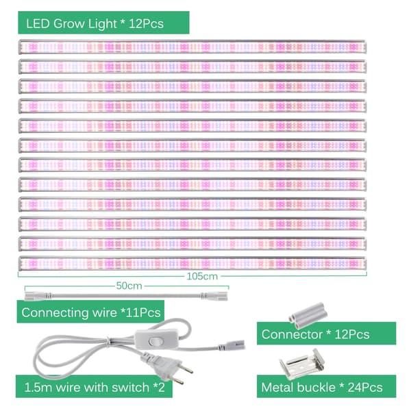 LED Vækstlys, Fuldspektret Belysning, Justerbart Design,12Pcs Sæt