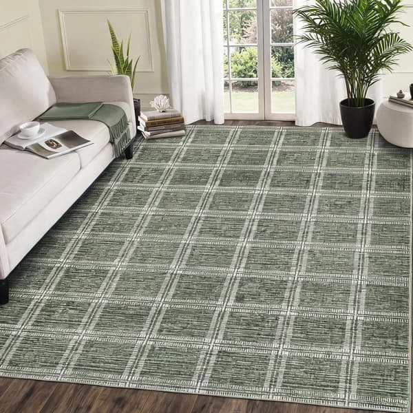Køkkenmåtte, Ternedesign, Vaskbar og Pletafvisende,Grøn 200 × 290cm