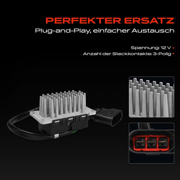 Blæsermodstand, Spænding 12 V, 3 Stikforbindelser, Bred Kompatibilitet, OEM Numre 4P1809, 3D0907521