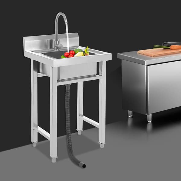 Kommersiel vask, fritstående design, holdbart rustfrit stål,Sølv