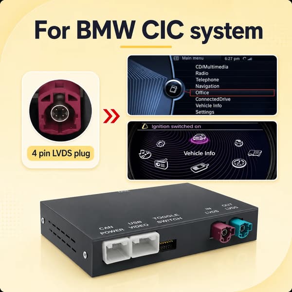 CarPlay Interface Decoder, Trådløs Forbindelse, Kompatibilitet med BMW NBT System,CIC Carplay