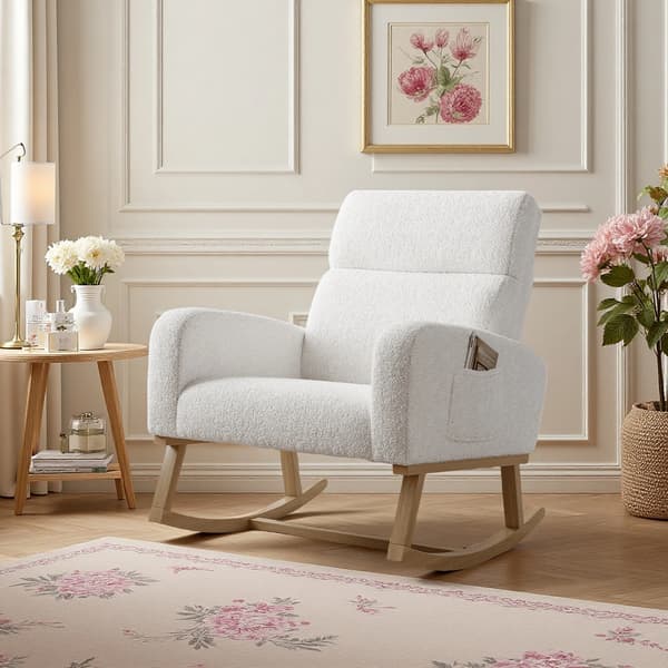 Gungstol, Lutad design, Inbyggd förvaring,VIT