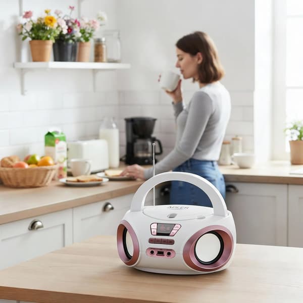 Boombox, CD-soitin, USB- ja AUX-sisääntulo,VALKOINEN