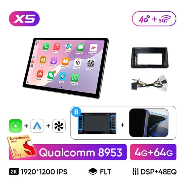 Bil Multimedia System, Touch Skærm, Problemfri Forbindelse, kompatibel med Toyota Corolla,X5 4G 64G Stil B