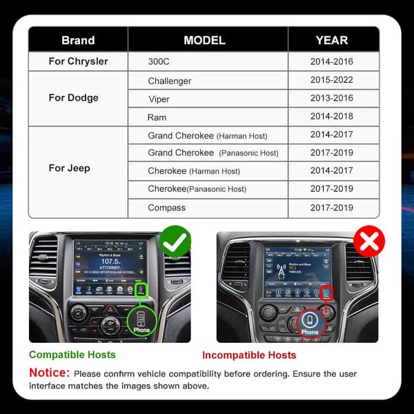 Bilgränssnitt Uppgradering, Trådlös CarPlay, Android Auto Kompatibilitet,För Dodge-systemet
