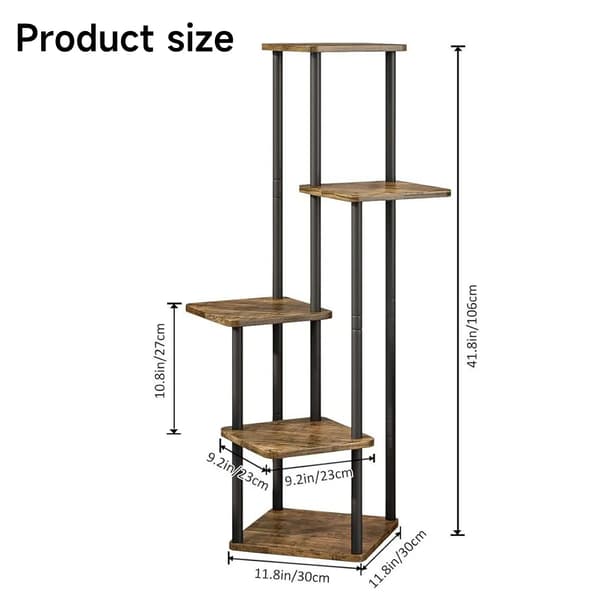 Plantebord, 5-lags design, robust metal konstruktion,sort