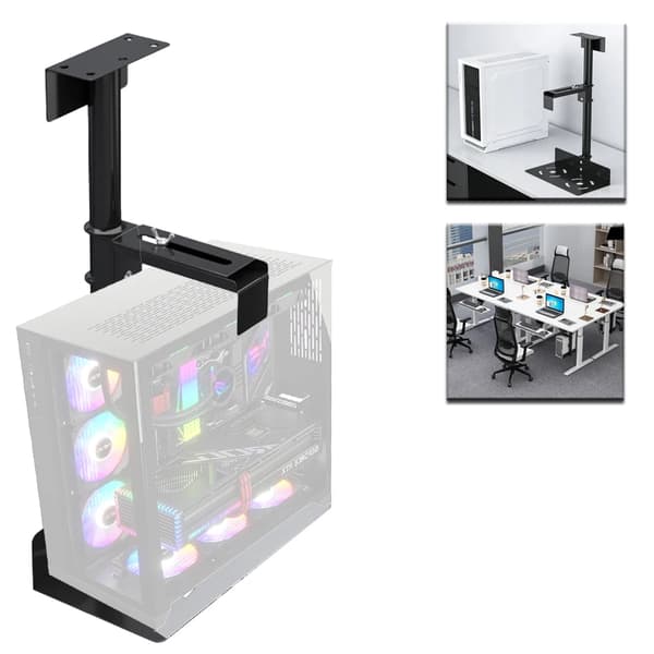 PC-ställ, justerbar bredd, robust metallkonstruktion,svart