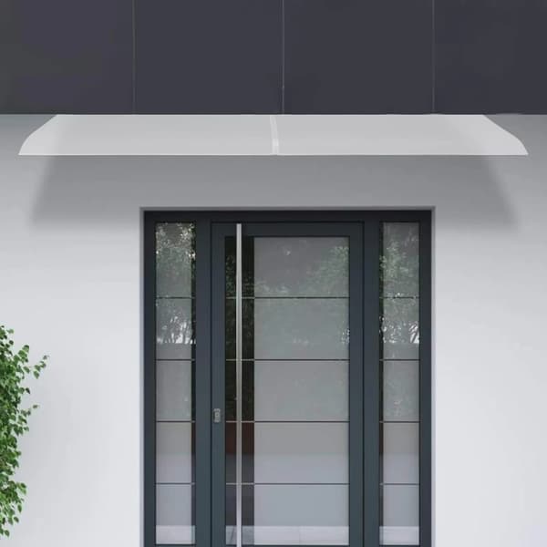 Dørkanopy, Klar PET-materiale, Dimensioner 63 x 19,7 tommer, Rektangulær form, Moderne stil, Runde kanter