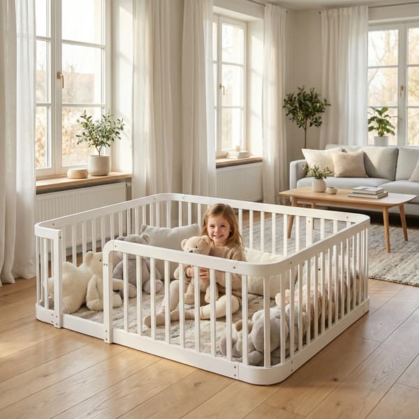 Spädbarnsskydd, Modulär Design, Säkra Rundade Kanter,VIT