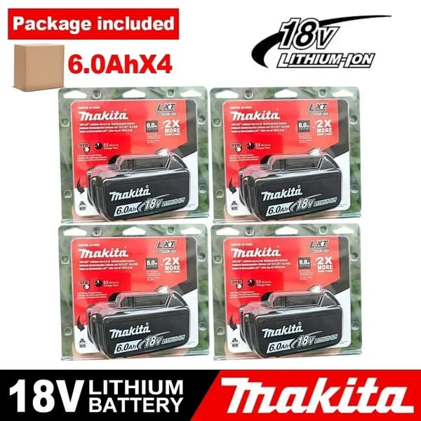 Litiumjonbatteri, 6000mAh kapacitet, LED-indikator, 4 PCS 6.0Ah-DKMT