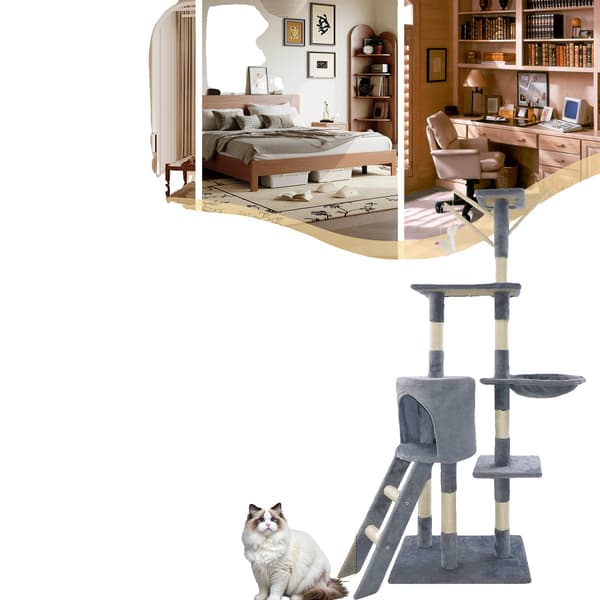 Kattetårn, Multi-Niveau Design, Kradseposter,140 cm høj kradsetræ