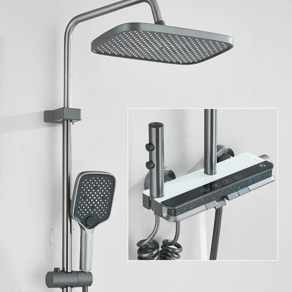 Duschsystem, Fyra Funktioner, LED-belysning,Grå B