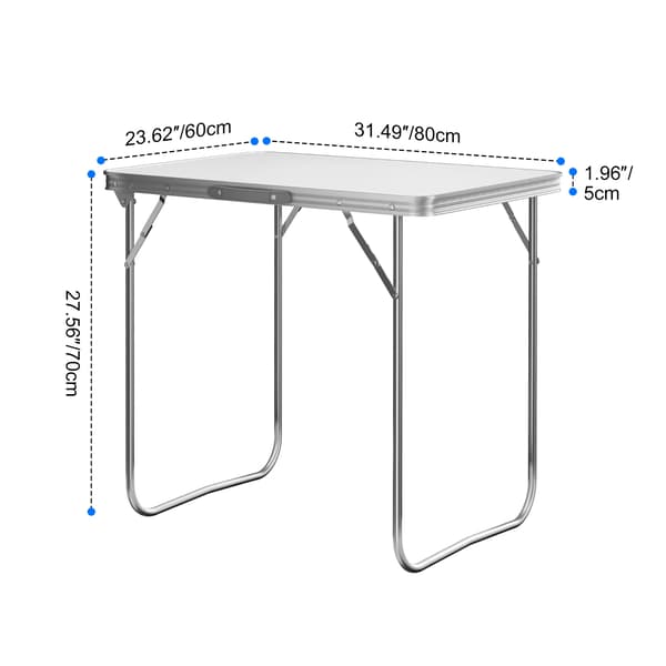 Foldbart Bord, Aluminiumramme, Bærbart Design,HVID