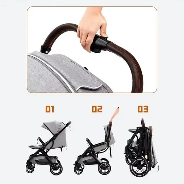 Babyvogn, ultralet, stødabsorberende,A31 grå