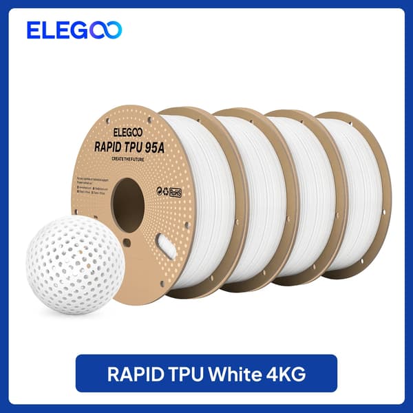 TPU Filament, 1,75 mm Diameter, Hög Flexibilitet, Vit 4KG
