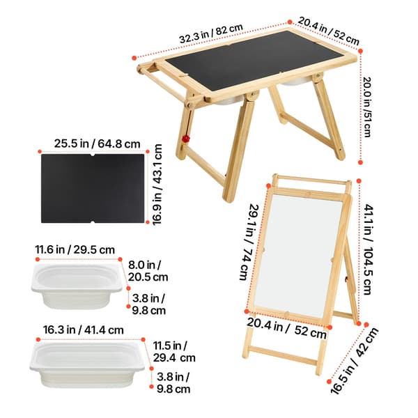 Sensorisk Tabel, Dobbelt-Sidet Bordplade, Foldbare Opbevaringskasser,Rullepapir Stang A
