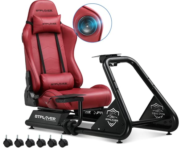 Sim Racing Cockpit, Justerbart Ergonomisk Design, Indbyggede Stereo Højttalere,Vinkar