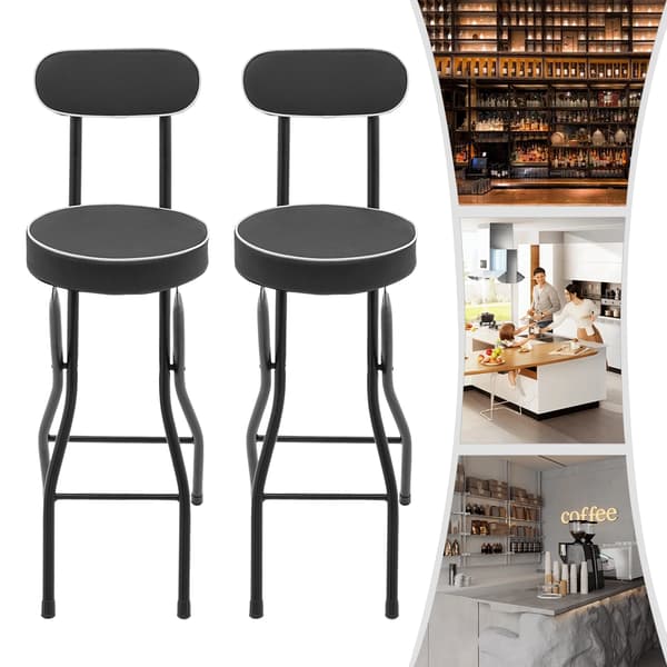 Barstolar, Fällbar Design, Bekväm Ryggstöd,svart