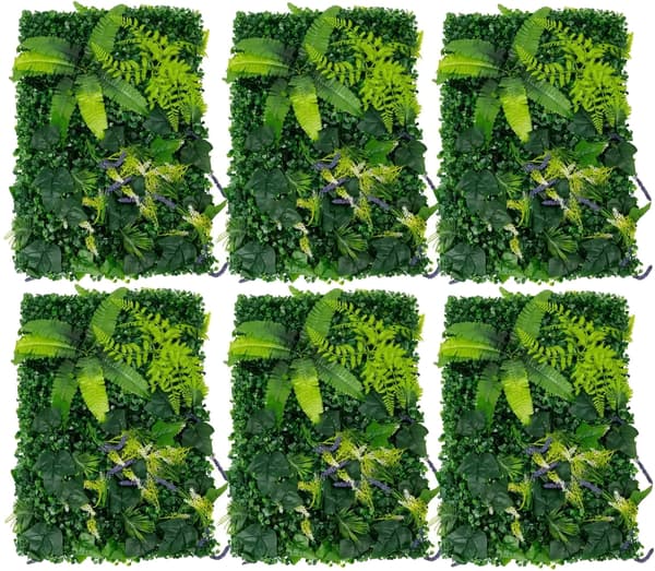 Konstgjorda häckpaneler, Set om 6, Realistiska 3D-blad,grön