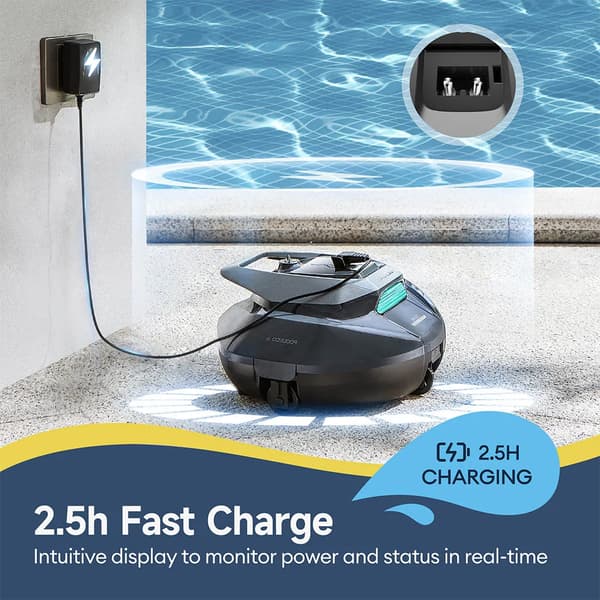 Robotstøvsuger til swimmingpool, Smart automatisering, Trådløs design,sort