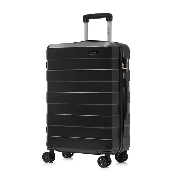 Rullende bagage, holdbart ABS-materiale, sikker kombinationslås,Sort, 24Tommer 600mm-a