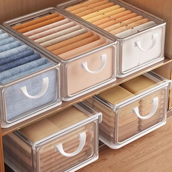 Förvaringslåda, Hållbar PVC, Fällbar Design,6Pcs Lådor med Lock