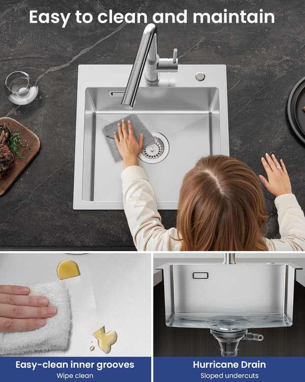 Køkkenvask, Rustfrit Stål, Enkelt Skål Design,Lys Sølv