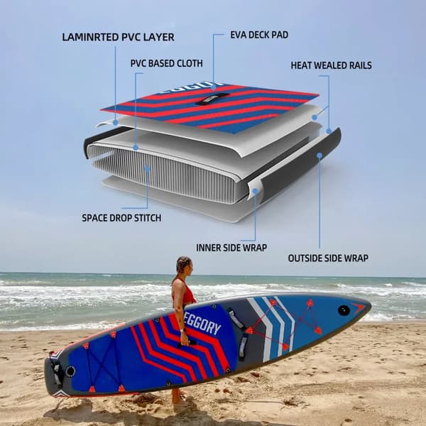 Stand Up Paddle Board, Letvægtsdesign, Komplet Tilbehør,Fluorescerende Rød