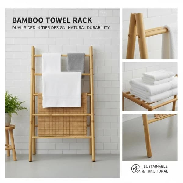 Håndklædeholder, Multi-Niveau Design, Miljøvenlige Materialer,hær grøn