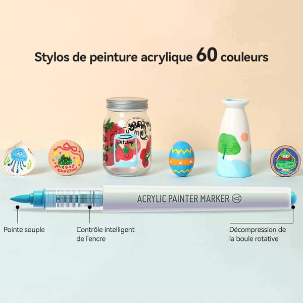 Kunstmarker, 60 Farver, Penselspids Design,60 farver