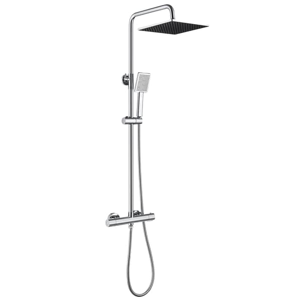 Duschkolumn, Termostatisk Kontroll, Dubbelhandtagsdesign,Silver - 10 tum