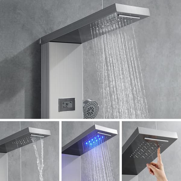 Duschpanel, LED-belysning, samtida design,Ljusgrå