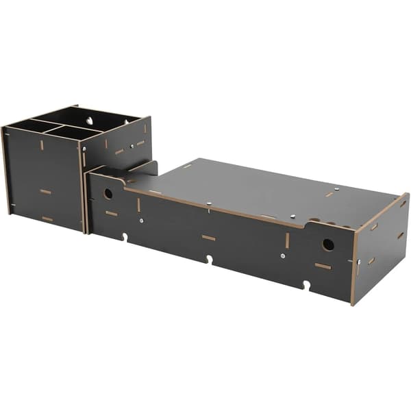 Skærmstand, Pladsbesparende Design, Opbevaringsskuffer,sort