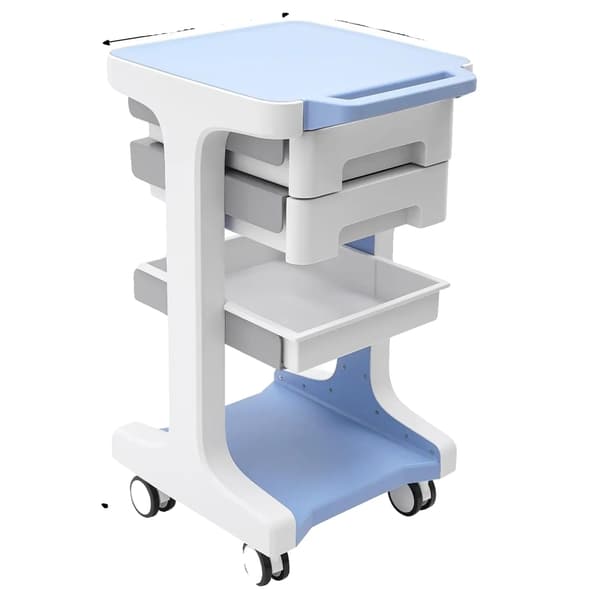 Medicinsk vogn, 3 niveauer, mobil design,Blå