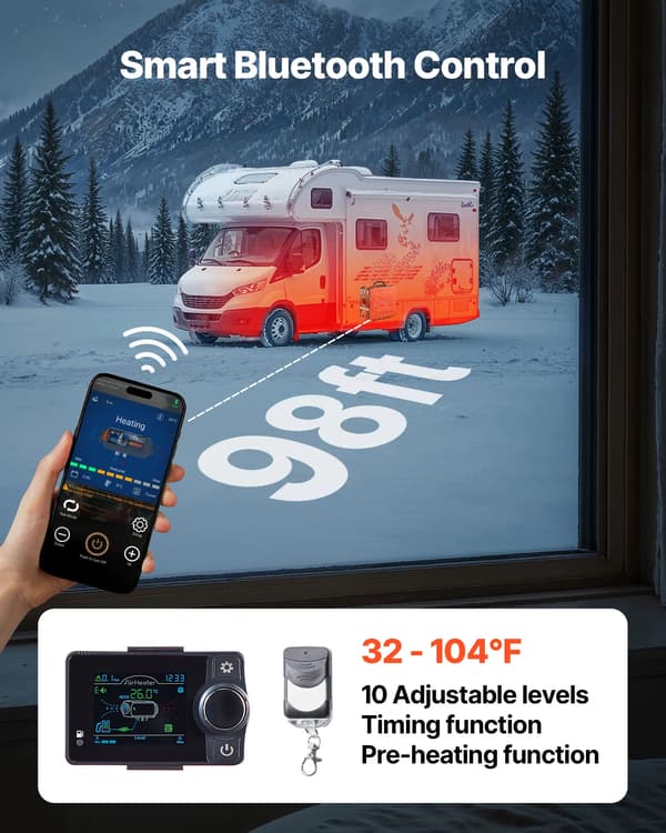 Dieselvarmer, Bluetooth-kontrol, bærbar og effektiv,bærbar