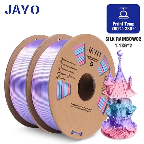 3D-skrivarfilament, PLA-material, 1,75 mm diameter,SILK regnbåge 02